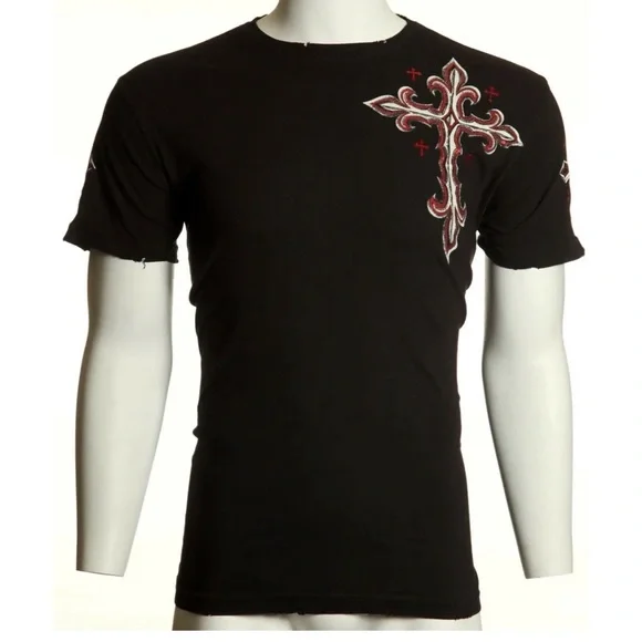 ARCHAIC by AFFLICTION Mens T-shirt Spine Wings Black Regular Fit S-4XL - Picture 5 of 9